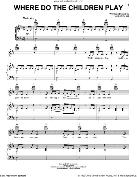 Where Do The Children Play Sheet Music For Voice Piano Or Guitar