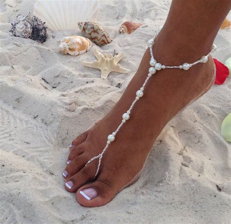 Wedding Barefoot Sandals Pearl And Crystal Barefoot Sandals Etsy