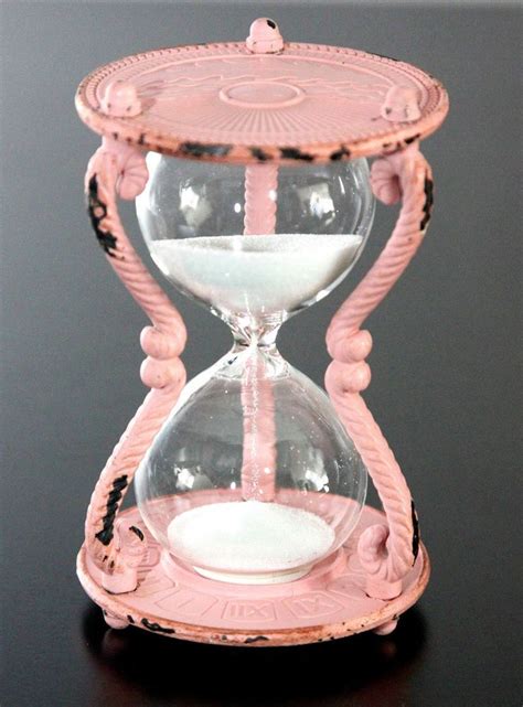 Rare Heavy Rustic Vintage Style Pink Cast Iron And White Sand Mini Hourglass 6 Min Hourglass