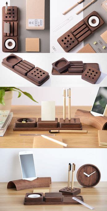 Solid Wood Desk Tidy Modular Organizers Set Smart Phone Dock Stand