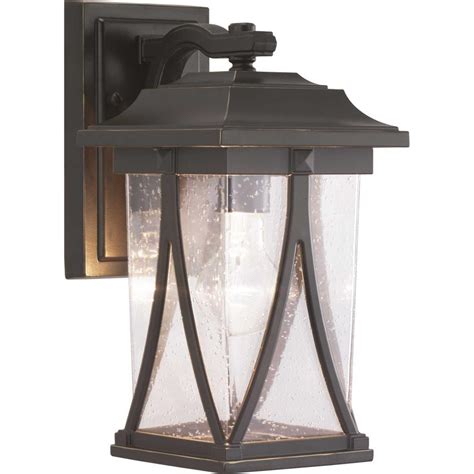 With clean lines and a simple, rectangular shape, the fixture's modern form is ideal for adding soft, comfortable light as desired in any transitional setting. Progress Lighting Abbott Collection 1-Light Antique Bronze ...