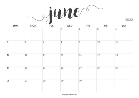 June 2022 Calendar Printable Desk And Wall