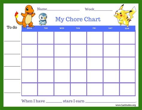 Pokemon Star Chore Chart Fillable Acn Latitudes Behavior Chart