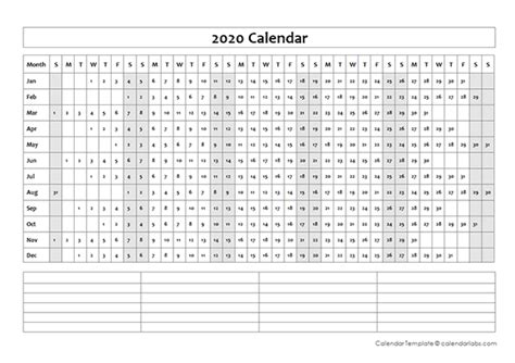blank year   glance calendar  printable