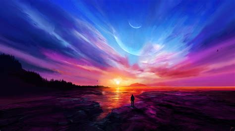 Sunset Scenery Art 4k 6110b Wallpaper Pc Desktop