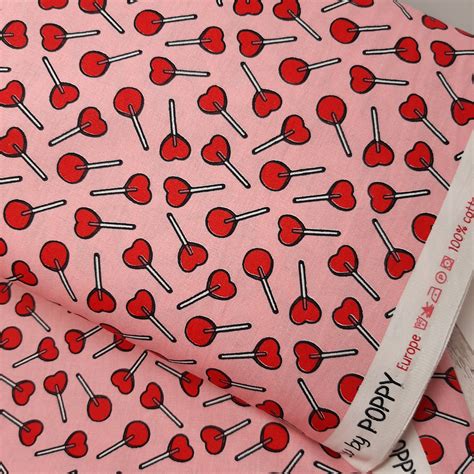 Novelty Cotton Fabric Pink Cotton Fabric Retro Lollipop Fabric