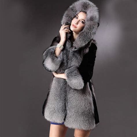 New Women Winter Hooded Fake Fur Coats Plus Size 3xl Fashion Artificial