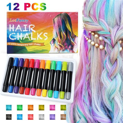 Lotfancy 12 Colors Hair Chalk Pens Temporary Washable Hair Chalk Color
