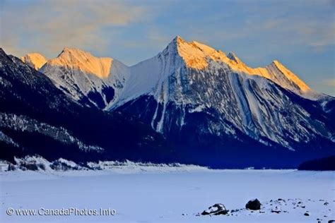 Winter Sunset Mountain Scenery Rocky Mountains Jasper