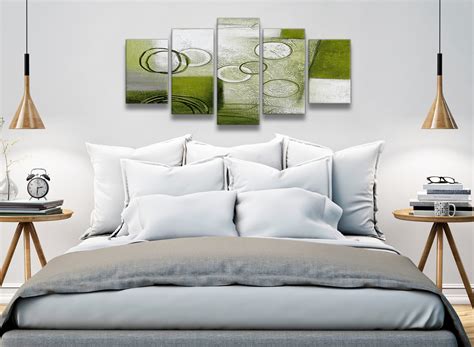 5 Piece Lime Green Painting Abstract Office Canvas Wall Art Decor