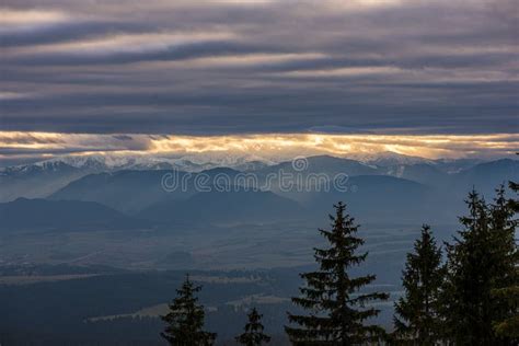 Slovakia Tatra Mountain Peaks Under Snow In Winter Time Stock Photo