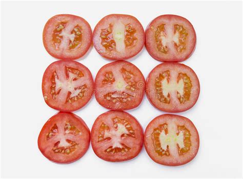 Fresh Tomato Slice On White Background Stock Image Image Of Natural
