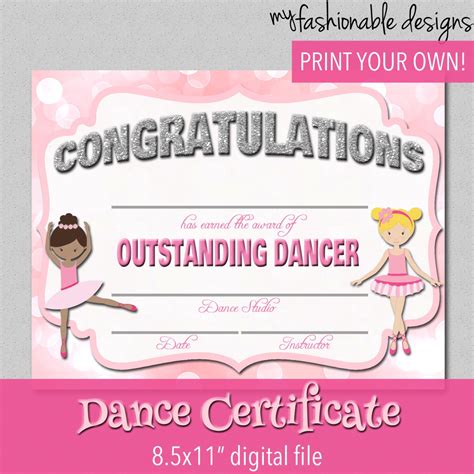 Dance Certificate Template 4 Best Templates Ideas