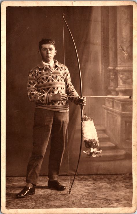 Portrait Of A Young Archer And His Serious Bow And Arrow Native