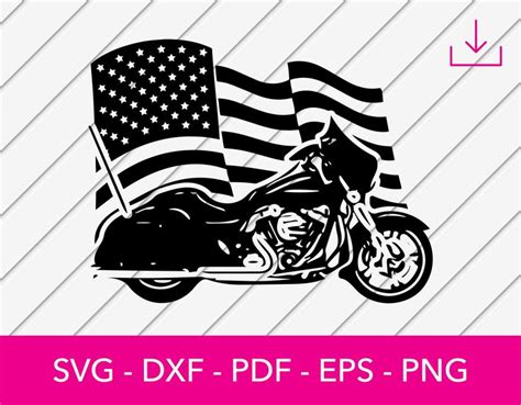 Motorcycle Svg Motorcycle And American Flag Svg Chopper Svg Etsy