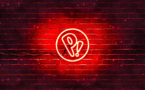 Download Wallpapers Pop Os Red Logo 4k Red Brickwall Os Pop Os Logo