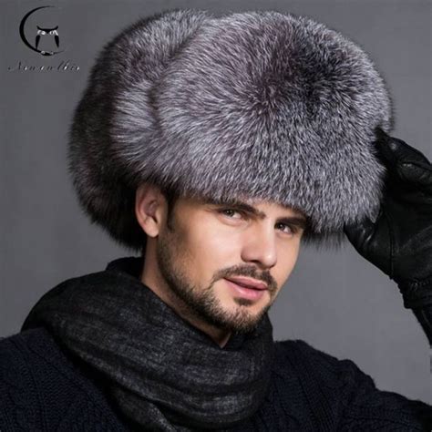 Luxury Real Fox Fur Men Hat 100 Sheepskin Top In 2021 Fur Hat Men