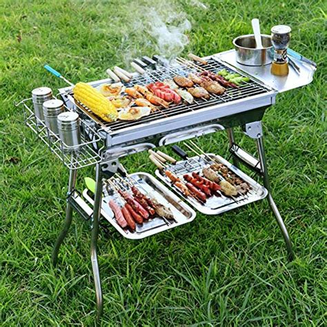 Barbecue Charcoal Grill Stainless Steel Folding Portable Bbq Tool Kits