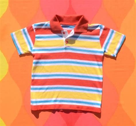 Vintage 80s Kids Golf Shirt Stripes Polo Rainbow Children Etsy Golf