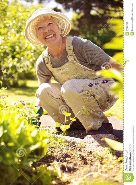 Happy Senior Woman Gardening Stock Image Image 33522231