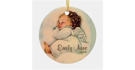 Vintage Baby Girl Angel Sleeping Ceramic Ornament Zazzle