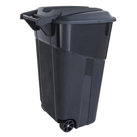 Blue Hawk 32 Gallon Black Plastic Wheeled Trash Can With Lid Outdoor Trash Cans