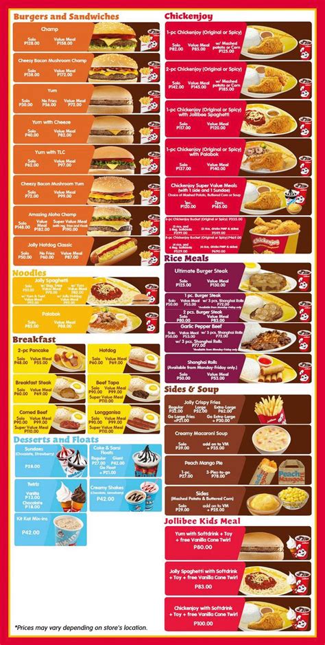 Jollibee Menu Prices List And Pictures How To Order Online Food