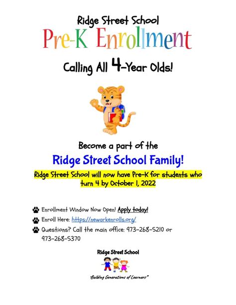 Pre K 4 Enrollment Ridge Street