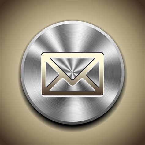 Free Vector Gold Mail Icon On Button With Circular Metal Processing