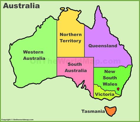Australia States And Territories Map List Of Australia States And
