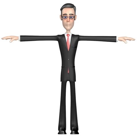 Cartoon Businessman Character Rigged 3d Model