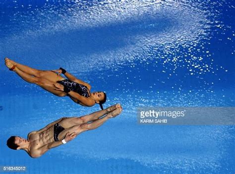 Laura Marino And Benjamin Auffret Of France Compete In The Mixed 10m
