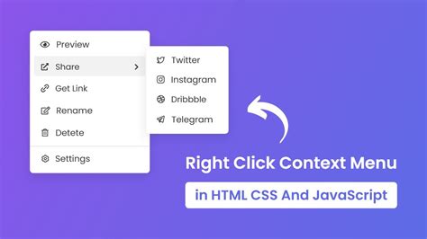 Custom Right Click Context Menu In Html Css And Javascript Youtube
