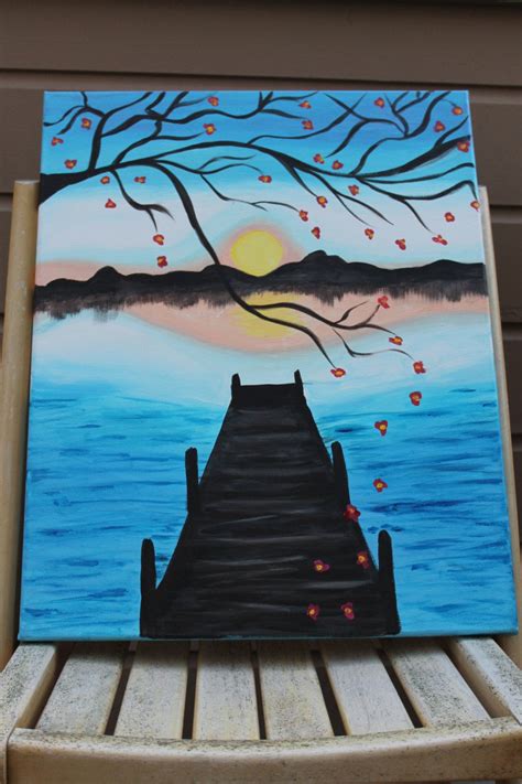 Here are the instructions how to enable javascript in your web browser. Cherry Blossom Pier Acrylic Sunset Painting Original Abstract