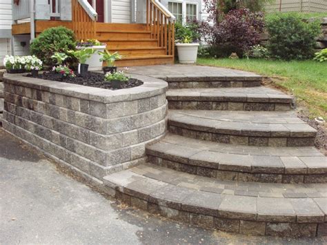 Renovated House Entrance Way New Retaining Wall Walkway And Paver
