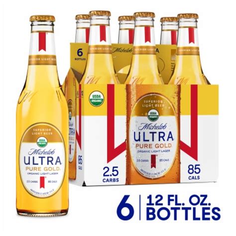 Michelob Ultra Pure Gold Organic Light Lager Beer Bottles 6 Pk 12 Fl