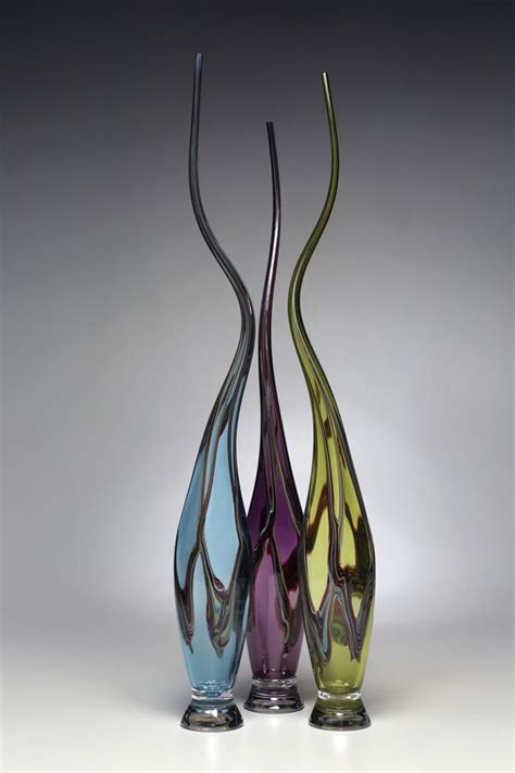 Victor Chiarizia Glass Sculptures Swans Aqua Amethyst Lime Featured Artist Vinings Gallery