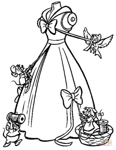 The Mice Help Cinderella To Make Her Gown Super Coloring Cinderella