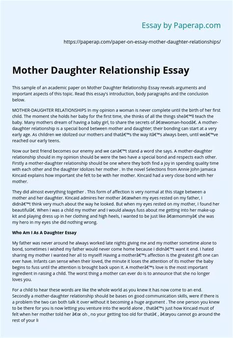 Mother Babe Relationship Essay Free Essay Example