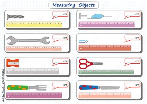 Measuring Length Of The Objects With Ruler Worksheet For Children