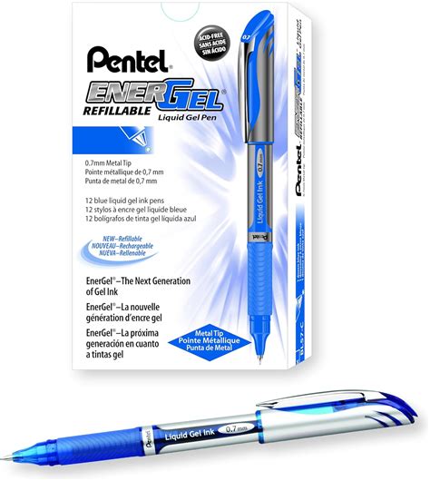 Pentel Energel Deluxe Liquid Gel Pen Medium Line Metal Tip Blue Ink
