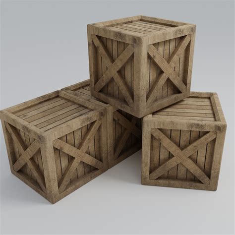 3D model Wooden Crate VR / AR / low-poly OBJ FBX BLEND DAE ABC