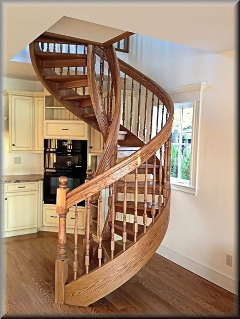 Building Wooden Spiral Staircase Ideas Red Oak Wooden Spiral