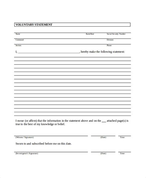 legal statement template   word  document