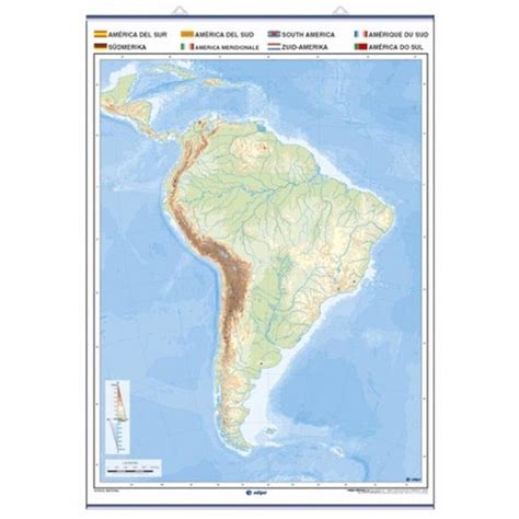 Mapa Mural Mudo América Del Sur Físicopolítico Edigol Ediciones 1302