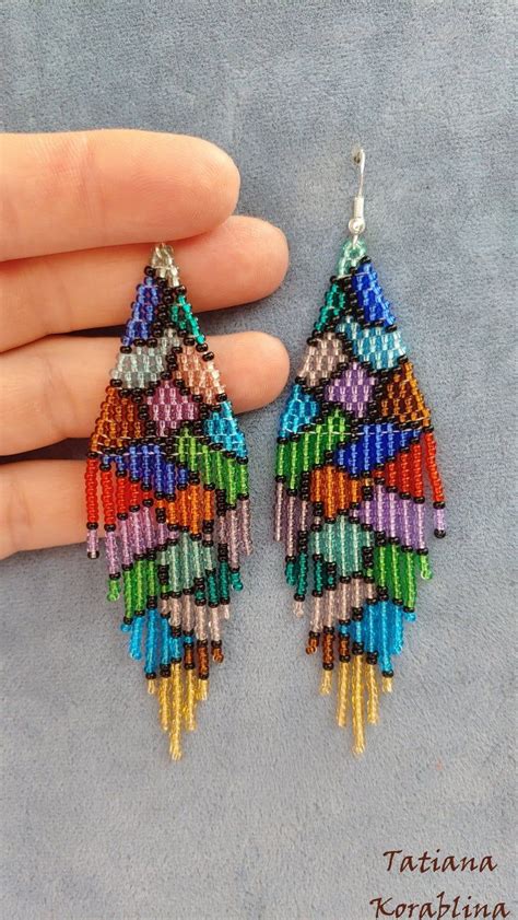 Author S Beaded Earrings Evening Seed Bead Earring Etsy Seed Bead