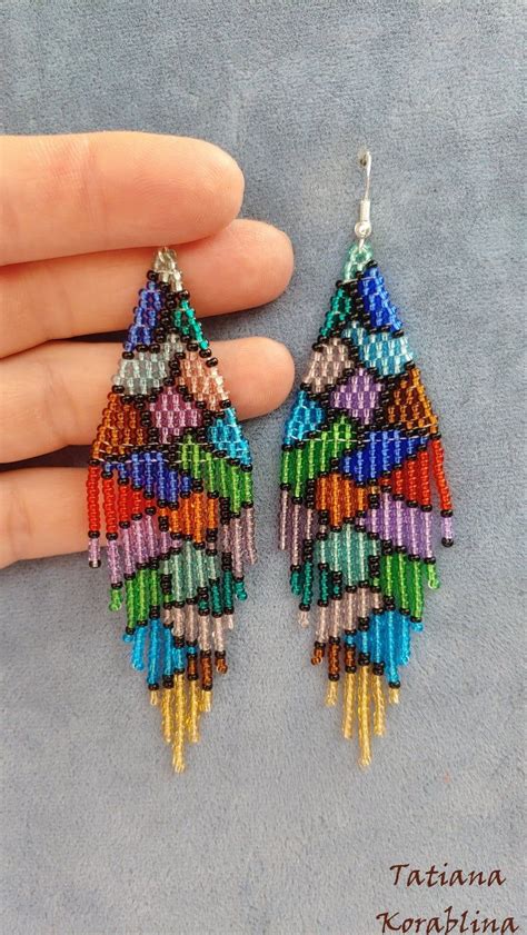 Author S Beaded Earrings Evening Seed Bead Earring Etsy Handmade