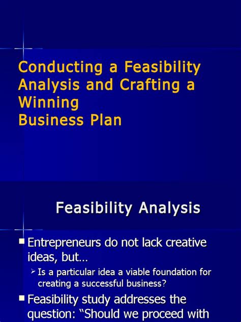 A feasibility study looks at the viability of a business venture or project with an emphasis on identifying potential problems. Feasibility Analysis and Business Plan Intro | Business ...