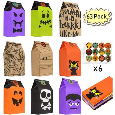 63 pack halloween trick or treat candy bags halloween goodie bags halloween t bags halloween