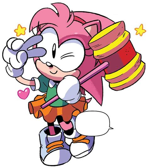 Classic Amy Rose Holding Her Piko Piko Hammer From A Comic Amy The